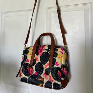 Fossil Cactus print bag with crossbody strap